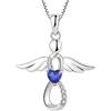 FJ Collana Angelo Custode Donna Argento 925 Collana con Ciondolo Infinito Collana Settembre Pietra Portafortuna Spinello Blu Gioielli Regalo per Donna