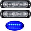 PICAA 2pz Ultra Thin 6LED Luci di Emergenza blu Hazard Lampeggiante Luce Stroboscopica Luce Universale per 12-24V Car Truck Trailer Camper Moto Furgone