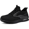 LARNMERN Scarpa Antinfortunistica Uomo con Punta in Acciaio Comode Scarpe da Lavoro Leggere Calzature di Sicurezza Traspiranti Cuscino d'Aria (Tutto Nero, 37.5EU)