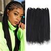 TAOYEMY Box Crochet Braids Hair Extensions 6 Packs 24 inch Synthetic Braiding Hair Extension 22 Strands/Pack Crochet Hair Extension (1B, 24 inch)