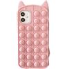 BeiLuo Relive Stress Pop Fidget Giocattoli Coniglio Orecchio Gatto Giocattolo Push It Bubble Silicone Cassa Del Telefono per Telefono Cover Morbida (per iPhone 11 Pro, Rosa Cat)