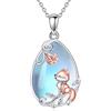 YAFEINI Collana con Pietra di Luna in Argento Sterling Volpe/Axolotl/Gatto/Cane/Panda/Mucca Collana con Ciondolo Gioielli con Animali Regali per Donna Ragazze (Volpe)
