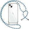 Pnakqil Cover per iPhone 14/iPhone 13 con Cordino, Trasparente Custodia con Laccio Tracolla Cellulare Girocollo Collana Protettiva per iPhone 14/13 6.1 Pollic, Blu