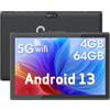CWOWDEFU Tablet 10 pollici, Android 13 Tabletas 4 GB RAM 64 GB ROM, 512 GB di estensione, 5G WiFi Tablet, 5MP + 8MP doppia fotocamera, GPS, Tablet di apprendimento, YouTube Netflix, nero