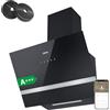 CIARRA CBCB6736H Cappa Aspirante Inclinata 60cm Classe A+++ 650m³/h - WiFi &Touch Control - Doppia Modalità - Filtro Carbone CBCF003 Incluso- Vetro Nero