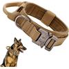 Ledeak Collare Tattico in Nylon per Cani di Taglia Media e Grande - Regolabile con Maniglia di Comando, Fibbia in Metallo per Addestramento (XL, Marrone)