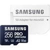 Samsung PRO Ultimate - Scheda microSD + lettore di schede USB, 256 GB, per smartphone, drone e action cam, UHS-I U3, lettura 200 MB/s, scrittura 130 MB/s, MB-MY256SB/WW