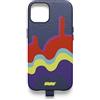 UNTAGS - Cover iPhone 13 Graphic Tour - Materiale Effetto Pelle - Morbida Microfibra Interna Antigraffio - Blu