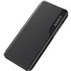 TAUYN Smart View Custodia per Samsung Galaxy S23 Ultra 5G, Premium PU Pelle Cover con Una Schermo Finestra, Specchio Elegante Case con Supporto Pieghevole. - Nero