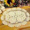 Zoegneer Sottobicchiere ovale fatto a mano in puro cotone lavorato all'uncinetto, stile vintage, con motivo floreale, centrini decorativi per la casa (beige)