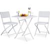 BAKAJI Set Tavolo Tavolino Pieghevole 62 x 62 cm + 2 Sedie Pieghevoli Arredo Esterno Giardino Terrazzo Struttura in Acciaio Inox e Sedute in Polyrattan (Bianco)