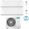 Hisense Climatizzatore Condizionatore Hisense Energy Pro X con Wifi R32 Dual Split Inverter 12000 + 12000 BTU con U.E. 3AMW62U4RJC Classe A++/A+