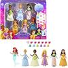Mattel Disney Princess - Set Principesse Festa a Palazzo, 6 piccole bambole snodate con abiti scintillanti e 13 accessori per l'ora del tè, Giocattolo per Bambini 3+ Anni, HLW91