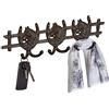 Relaxdays Attaccapanni da Parete, Tema Cavalli, 11x36,5x3,5 cm, 6 Ganci Appendiabiti Ghisa, Guardaroba Ingresso, Marrone