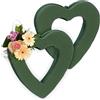Relaxdays Spugna per Fiori Freschi e Secchi, Set 2 Cuori in Schiuma Floreale, 24x23x4 cm, Base Ghirlanda Fioristi, Verde