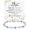 Bramart Bracciale Donna Compleanno 18 anni con Pietre di Zirconia Blu Regalo per lei Finitura in Oro Bianco Argento 925 Idee Regali Feste, donne Compleanni - Cofanetto con DEDICA incluso (18 Anni - 4)