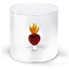WD Lifestyle - Bicchiere in Vetro Borosilicato 250ml con Soggetto in Vetro Colorato Interno (Cuore Sacro)