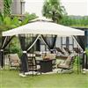 Grand patio Gazebo da giardino, riparo per eventi con zanzariera, lati, acciaio predio, parasole resistente, tettoia esterna per barbecue, eventi, feste, UV 50+ (3 × 3 m, champagne)