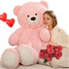 MorisMos Orso Peluche Gigante 150 cm, XXL Rosa Orsacchiotto Peluche Grande con Papillon Kawaii Pupazzo Gigante Orso, Pelosa Orsetto di Peluche Regalo per Bambino Fidanzata Compleanno San Valentino