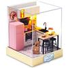 Cuteefun Kit Case in Miniatura da Costruire per Principianti, Miniature Casa delle Bambole Fai da Te con Mobili Copertura Antipolvere e Strumenti, Regali Creativi Artigianali (Cucina)