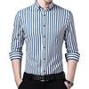 MANBOZIXi Camicia Uomo Manica Lunga Camicia a Righe Uomo, Blu Scuro 3XL