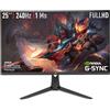 YEYIAN Monitor Piatto Gaming Advance 25 FHD | 1920 x 1080 | Pannello LED VA | Effetti RGB | View 178° | 3000:1 | 240 Hz | 16:9 | 16,7 milioni di colori | Risposta 1 ms | VESA | DisplayPort/HDMI