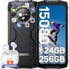 Blackview Rugged Smartphone Blackview BV9300Pro con Secondario Schermo, 24GB+256GB(1TB TF), 15080mAh/33W, Helio G99, 6.7'' FHD+/120Hz, 64MP+32MP, Android 13, NFC, Fingerprint, Face ID, Torcia Elettrica da 100LM