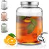 Berglander Frigo dispenser bevande in vetro, distributore di bevande 4L con rubinetto in acciaio inossidabile a tenuta stagna per barbecue, picnic, festa in piscina ed eventi sociali (Trasparente)