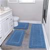 Pauwer Tappeti Bagno 3 pezzi, Tappeto Doccia Super Assorbente, Morbido Tappetino Bagno Antiscivolo, Lavabile in Lavatrice, Shaggy a Pelo Lungo, Tappetino Doccia in Microfibra, Tappetini Bagno per Wc