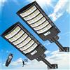 Viugreum 600W Lampione Solare Led Esterno con Telecomando, Lampione Solare,lmpione Solare da Esterno con Sensore di Movimento Crepuscolo All'alba IP65 impermeabile lampioni Solari 3 Modi 2 Pezzi