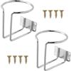 emperoch 2 Pezzi Portabicchieri Ad Anelli Argento, Portabicchieri Tazza in Acciaio Inox, Universale Anello per Bevande con Viti Sospeso, per Barca Portabevande, per Auto, Camion, Camper, Rimorchio, Barca