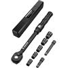 Llavetor Chiave dinamometrica regolabile di precisione a scatto per finestra, precisione 3%, per manutenzione moto e biciclette (set 1/2, 25-145 ft.lb)