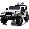 TOYSCAR Macchina Elettrica per Bambini Jeep Wrangler Rubicon Full Optional Auto Elettrica per Bambini Telecomandata 2 posti Sedile in Pelle Porte Apribili Doppio Motore Elettrico 12V Bianca