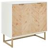 Beliani Credenza scandinava in legno MDF impiallacciato a 2 ante con ripiani Soluzione di archiviazione per la camera da letto Bianco e legno chiaro