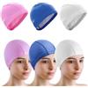 EMAGEREN 3 Pezzi Cuffia Piscina Impermeabile Cuffia da Nuoto Elastica in 3 Colori Cuffia da Nuoto Adulti Comoda Cuffia Piscina Capelli Lunghi e Corti, Bianco, Blu, Rosa, Misura Universale