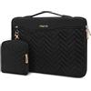 MOSISO 15-15,6 Pollici Custodia Laptop Protettivo, 16 Pollici Borsa PC Compatibile con MacBook Pro 16,HP,Dell,ASUS,Acer Quaderno,Rettangolo Quilted Borse con Maniglia&Tasca&Valigetta, Nero