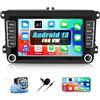 CAMECHO [1G+32G]CAMECHO Android Autoradio per VW Golf 5 Golf 6 Polo Passat Tiguan Seat Tiguan Touran, 7 Pollici 1080P HD Touch Screen con WIFI/GPS Navigation/Bluetooth/FM/EQ/Mirror Link/Comando al volante