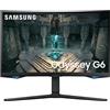 Samsung Monitor Gaming Odyssey G6 (S27BG652), Curvo (1000R), 27'', 2560x1440 (WQHD), HDR600, VA, 240 Hz, 1ms, Freesync Premium Pro, HDMI, USB, Display Port, Ingresso Audio, Casse Integrate, HAS, Pivot