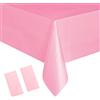YAAVAAW 2 tovaglie usa e getta rosa da 137 x 274 cm, per feste, rettangolari, tovaglia usa e getta, in plastica, per picnic, baby shower, matrimoni, Natale, feste di compleanno