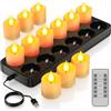 PChero Tea Light Candele Led, 12 Pezzi Mini Ricaricabile Candele Tealight Luci a Led Batteria Natalizie Decorative Finte Piccolo Elettriche Effetto Reale Per Halloween Natale Casa Decorazioni