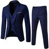 YOUYING Completo da uomo 3 pezzi Slim Fit monopetto giacca gilet pantaloni blazer set casual business party abiti da matrimonio, B # blu navy, L