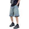 shownicer Pantaloncini di Jeans Hip Hop da Uomo Bermuda Larghi Jeans Corti Vintage Pantaloni da Ballo di Strada Skateboard per Ragazzi Cargo Pantaloncini Bermuda Shorts T Blu S