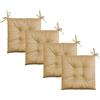 Il Gruppone Passione Casa Set 4 Cuscini Sedie 4 Punti Coprisedie Effetto Velluto con Lacci Prodotto Italiano Tinta Unita 4 Pezzi Cuscino Cucina Sala da Pranzo Soggiorno Imbottitura 5Cm - Beige