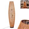 hofstein Lampada a stelo in legno di Mulstrand, moderna lampada da terra in metallo/rattan, colore nero/naturale, con paralume effetto reticolato, interruttore on/off sul cavo e effetto luce, 3 lampadine E27