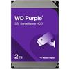WD Purple 2TB per Videosorveglianza, Hard Disk interno da 3.5", Tecnologia AllFrame, 180BT/anno, Cache da 64 MB, Garanzia 3 anni