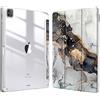 FINTIE Custodia per iPad Pro 12.9 (6a Generazione 2022) - [Built-in Pencil Holder] Antiurto Sottile Case Posteriore Trasparente Cover per iPad Pro 12.9 2021/2020/2018, Cloudy Marble