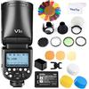 Godox V1N Flash Tondo TTL Flash a Testa Tonda su Fotocamera Speedlite 2.4G HSS 1/8000S con Kit Godox AK-R1 Compatibile con Nikon Tempo di Riciclo 1,5 sec, con Batteria al Litio da 2600 mAh