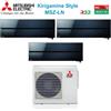 MITSUBISHI ELECTRIC Climatizzatore Condizionatore Mitsubishi Electric Trial Split Inverter serie Kirigamine Style MSZ-LN 9+12+12 con MXZ-3F54VF Onyx Black R-32 Wi-Fi Integrato Colore Nero 9000+12000+12000