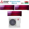 Mitsubishi Electric Climatizzatore Condizionatore Mitsubishi Electric Trial Split Inverter serie Kirigamine Style MSZ-LN 9+12+12 con MXZ-3F54VF Ruby Red R-32 Wi-Fi Integrato Colore Rosso 9000+12000+12000