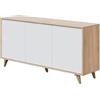 DecHome Madia Moderna Design per Soggiorno e Cucina 154x74h in Legno Truciolare con 3 Ante colore Bianco - Kikua Plus